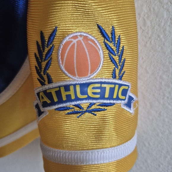 Men's  Vintage Style Blue and Yellow Athletic Shorts - Picture 2 of 5